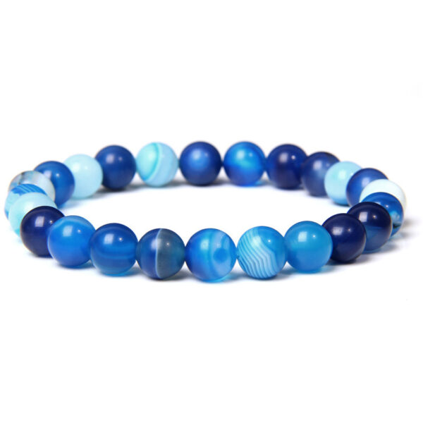 8mm Natural Stone Beads Bracelet Men's White Turquoise Stretch - Image 2