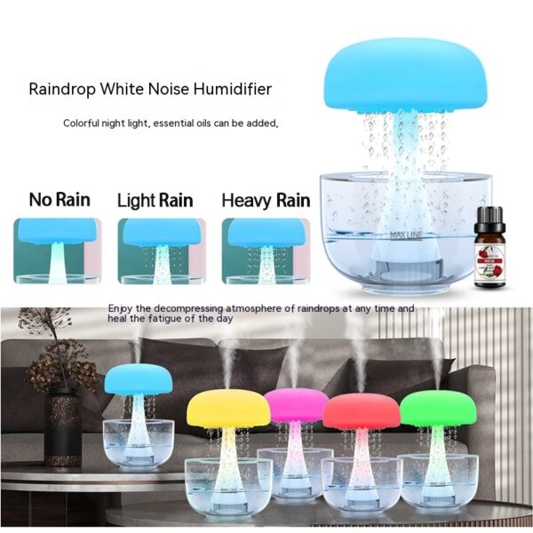 Jellyfish Raindrop Humidifier Ultrasonic Atomization Seven-color Ambience Light Cloud Rain Aroma Diffuser Home Decor - Image 2