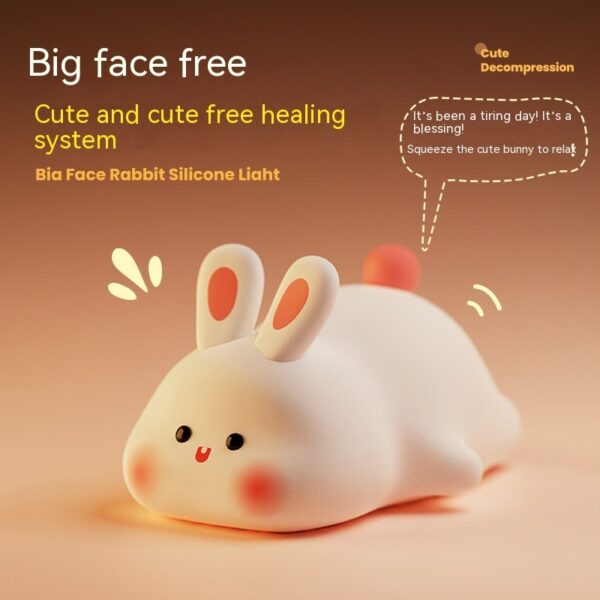 Cute LED Night Light Touch Sensor Cartoon Kid's Nightlights Big Face Rabbit Silicone Night Light Christmas Gift Bedside Lamp Home Decor - Image 8