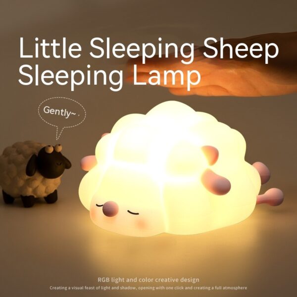 Cute Silicone Night Lights Sheep Cartoon Bedroom Lamp For Children's Room Decor Rechargeable Timing Dimming Sleep Night Light - Image 4