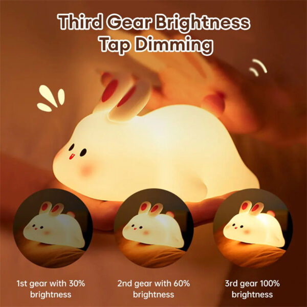 Cute LED Night Light Touch Sensor Cartoon Kid's Nightlights Big Face Rabbit Silicone Night Light Christmas Gift Bedside Lamp Home Decor - Image 9